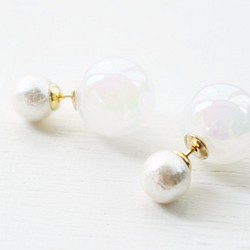 棉珍珠×白色極光球穿孔 第1張的照片