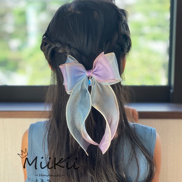 オーガンジーリボン♡マーメイド♡ヘアゴム ♡ブルー-