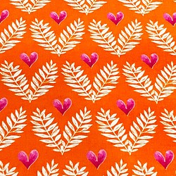 Tamara Kate 110cm x 50cmずつ切売 - Heart Leaves/Orange 1枚目の画像