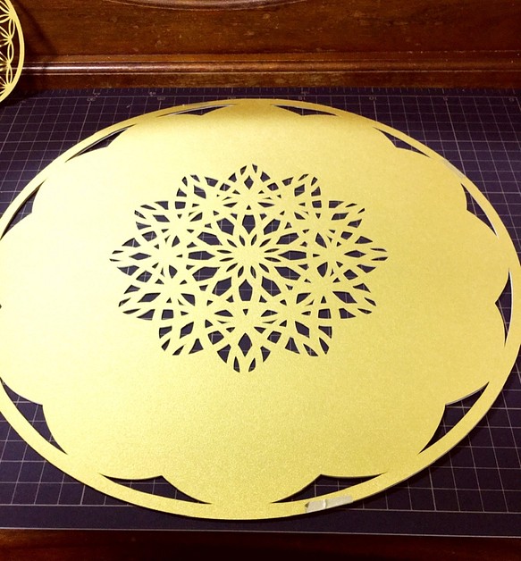 30cm『フラワーオブライフ temari』 paper cutting(額なし) - 切り絵