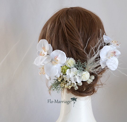 再販×30more 気品あふれる白い胡蝶蘭のヘッドドレス 1枚目の画像