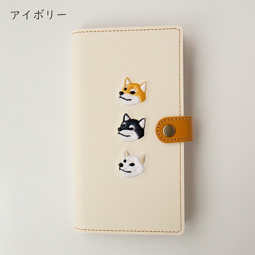 全機種対応 スマホケース 手帳型 刺繍 柴犬 本革 レザー 犬の日 Iphone Android A097i スマホケース カバー いとをかし 通販 Creema クリーマ ハンドメイド 手作り クラフト作品の販売サイト