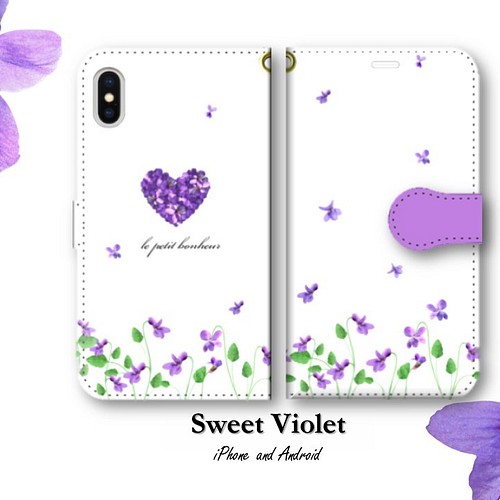 送料無料 すみれのスマホケース 白 花言葉は小さな幸せ ほぼ全機種対応 スミレ菫violet Iphoneケース カバー Karen ｓ Deco 通販 Creema クリーマ ハンドメイド 手作り クラフト作品の販売サイト