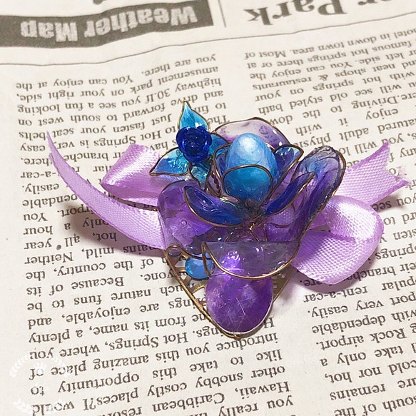 薔薇と蝶々のディップアート(青×紫) 1枚目の画像