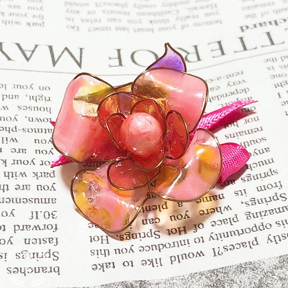 薔薇と蝶々のディップアート(黄×ピンク) 1枚目の画像
