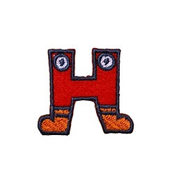 刺繍ワッペン　アルファベット　【H】赤 1枚目の画像