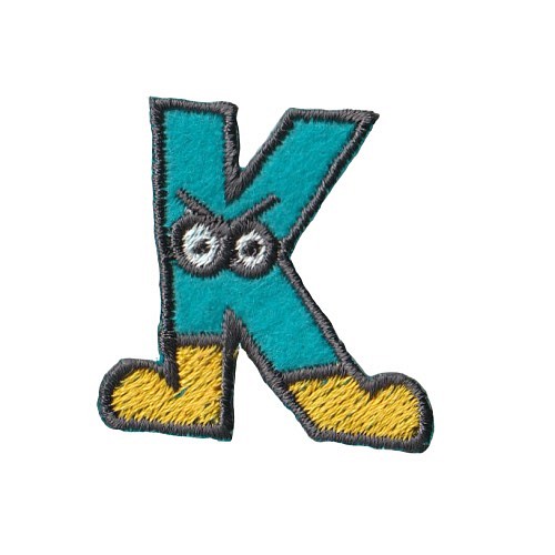 刺繍ワッペン　アルファベット　【K】水色 1枚目の画像