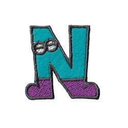 刺繍ワッペン　アルファベット　【N】水色 1枚目の画像