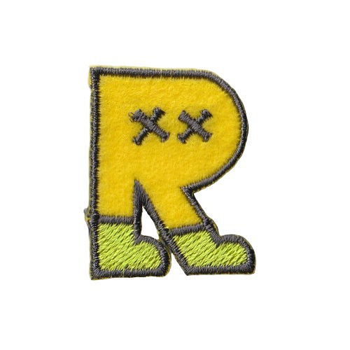 刺繍ワッペン　アルファベット　【R】黄色 1枚目の画像