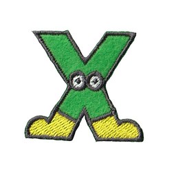 刺繍ワッペン　アルファベット　【X】黄緑 1枚目の画像