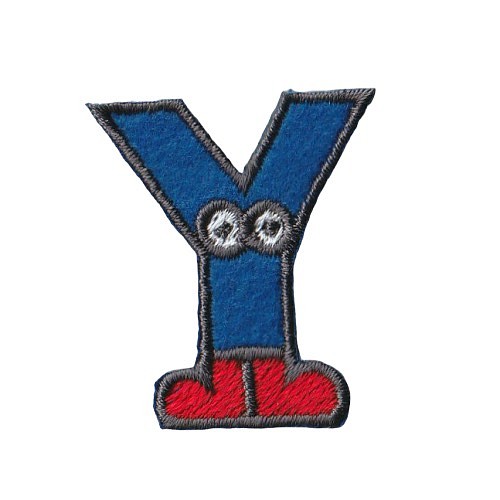 刺繍ワッペン　アルファベット　【Y】青 1枚目の画像