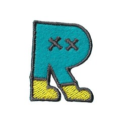 刺繍ワッペン　アルファベット　【R】水色 1枚目の画像