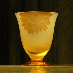 ひまわりの食前酒グラス A　琥珀色×オレンジ　（1個） 1枚目の画像