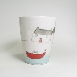 イギリス作家の手作りコップ 「家と舟」 1枚目の画像