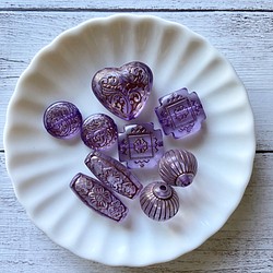 手染めビーズ「骨董色彩結晶」古き好き紫(再販) 1枚目の画像