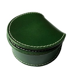 FD-2 緑　コインケース　馬蹄型　小銭入れ イヤホンケース　小物ケース　本革 コンパクト サイフ ウォレット 手縫い 1枚目の画像
