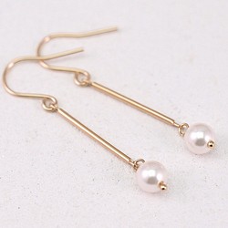 14KGF Pendulum Pearl Earrings 第1張的照片
