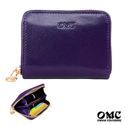 【OMC】義大利植鞣革7卡位牛皮卡片零錢包(95025紫色) 第1張的照片
