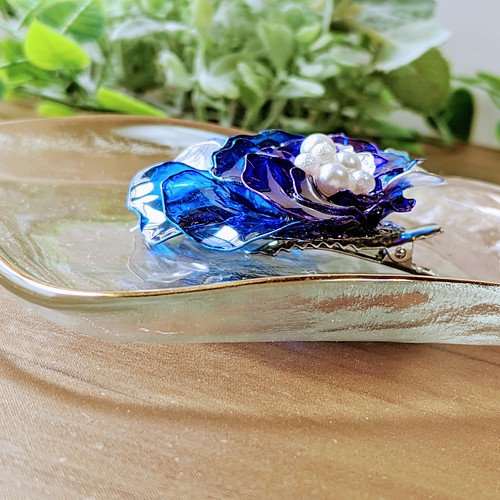 青薔薇の髪飾り ヘアアクセサリー Hanasuki✾ 通販｜Creema(クリーマ 