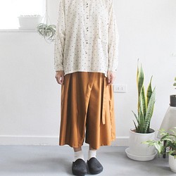 cotton cupro wrapped gather culottes (leaves) 1枚目の画像