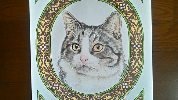 0055  色鉛筆　イラスト　猫　　 A4サイズ 1枚目の画像