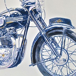 0022 色鉛筆　イラスト　オートバイ　ビンテージ　TRIUMPH 1963 TR6 SS A4サイズ 1枚目の画像