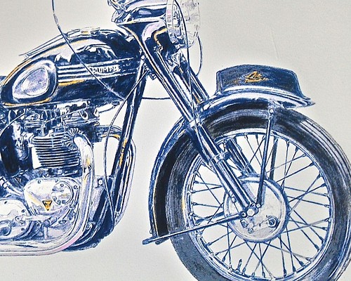 0022 色鉛筆 イラスト オートバイ ビンテージ TRIUMPH 1963 TR6 