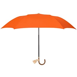 晴雨兼用折傘 スマートブレラ 二つ折りタイプ キャロットオレンジ タッセル付き 1枚目の画像