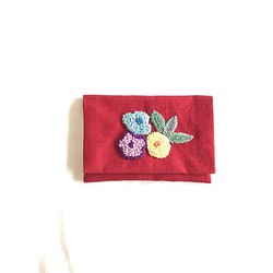 お花のカードケース(赤) 1枚目の画像