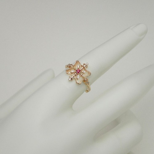 リリー スリム リング（Lily Slim Ring）K10 ルビー ダイヤモンド