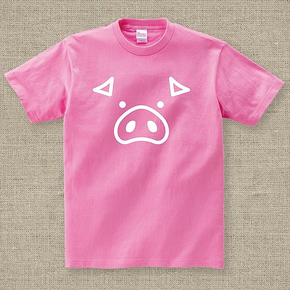【アダルトサイズ】 ブタの顔 ピンク Tシャツ 1枚目の画像