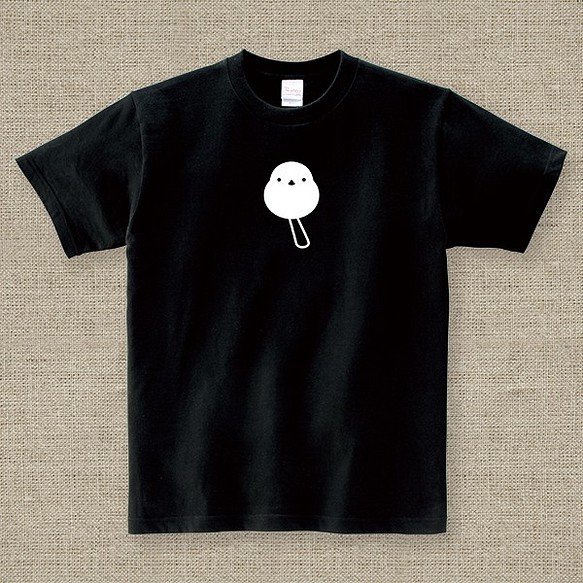 【キッズサイズ】シマエナガ 黒 Tシャツ 1色プリント 1枚目の画像