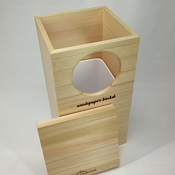 木製　ヒノキのゴミ箱　穴あき投げ入れ型　 1枚目の画像