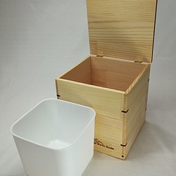 木製　ヒノキのサニタリーBOX　プラBOX付き 1枚目の画像