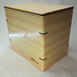 木製　天然ヒノキのフタ付きダストBOX　プラケース付き　　 1枚目の画像