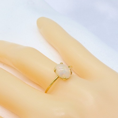 天然 ホワイトオパール 8×6ｍｍ 14kgf リング 指輪・リング Jewelry 