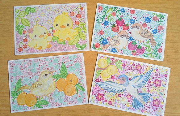 春の果実と鳥物語 ポストカード (４枚セット) 1枚目の画像