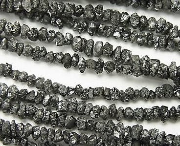 天然ブラックダイヤモンド原石　ビーズ（Ｓ）　チップ　1連（約38cm）ID:91777 1枚目の画像