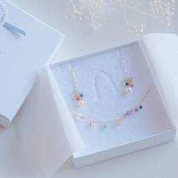 partí earring＆bracelet gift set：パール×天然石　ピアス・イヤリング＆ブレスレットセット 1枚目の画像