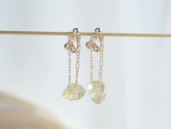 lemon quartz swing chain：レモンクオーツピアス　イヤリング 1枚目の画像
