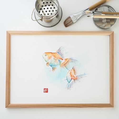 金魚 金魚のアート 玄関やリビングに 絵画 ヒカリコウボウ 通販 Creema クリーマ ハンドメイド 手作り クラフト作品の販売サイト