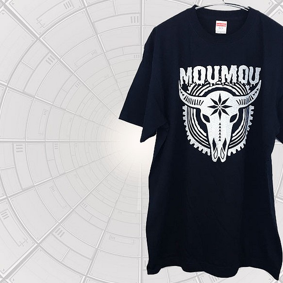 「MOUMOU」バッファロー スカル 牛 丑 半袖Ｔシャツ 黒 1枚目の画像