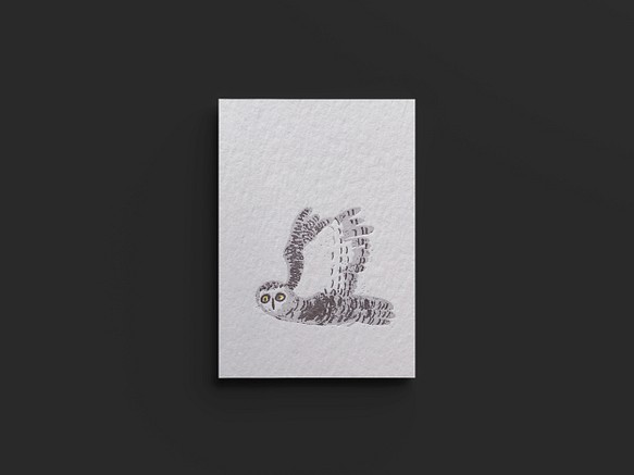 フクロウ活版ポストカードイラスト活版ユニバーサルカード 1枚目の画像