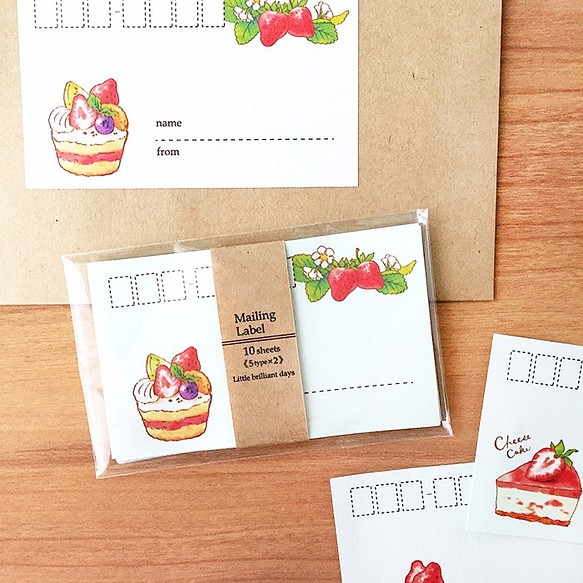 Mailing Label "StrawberryCakes"【①～③からタイプを選んで下さい】宛名ラベル いちご 1枚目の画像