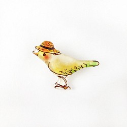 StrawHat-BIRD BROOCH [麦わら帽子と小鳥のブローチ 夏] 1枚目の画像