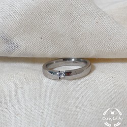 シルバー　ステンレス　シンプルCZダイヤ指輪　リング 1枚目の画像