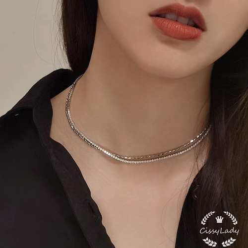 Cici シルバー 真鍮 3種類チェーン プラチナ仕上げ 個性 ダイヤ ネックレス Necklace ネックレス ペンダント Cissyladyキャンペーン実施中 通販 Creema クリーマ ハンドメイド 手作り クラフト作品の販売サイト