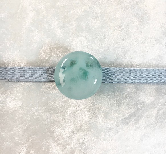 ガラスの帯留め帯締めセット　青い雪水 1枚目の画像
