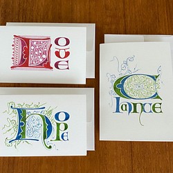 中世ヨーロッパ装飾文字 二つ折メッセージカード　[Chance] [Hope] [Love] 1枚目の画像