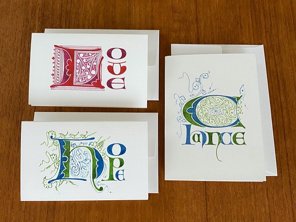 中世ヨーロッパ装飾文字 二つ折メッセージカード　[Chance] [Hope] [Love] 1枚目の画像